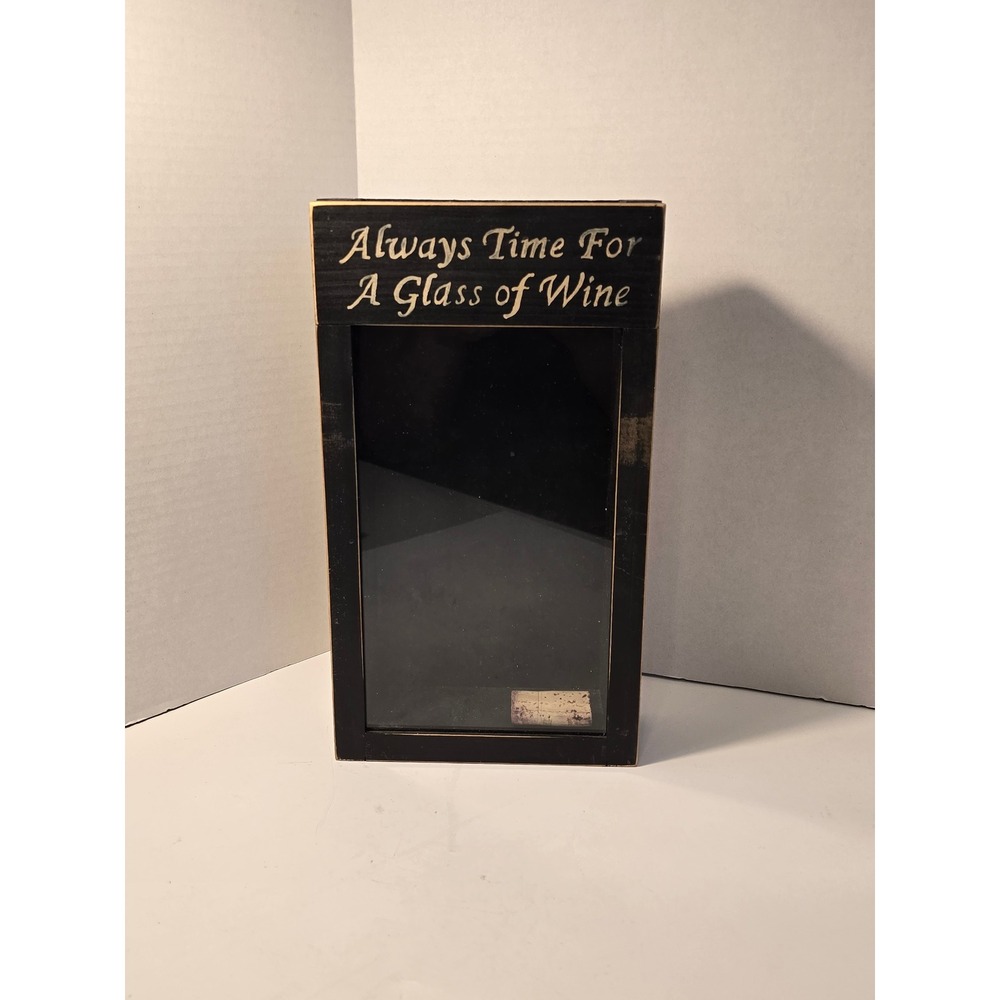 Wooden Box Always Time For A Glass Of Wine Wall Decor Black Gold Rustic